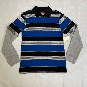 NEW Wrangler Collared Striped Shirt Long‎ Sleeve Blue Boys Size XL 14/16 NWT